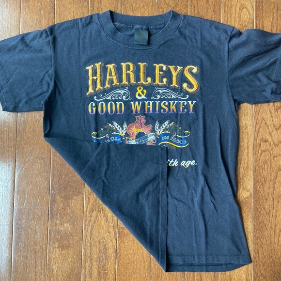 1980's 3D Harley and Good Whiskey T-shirt - Picture 3 of 5